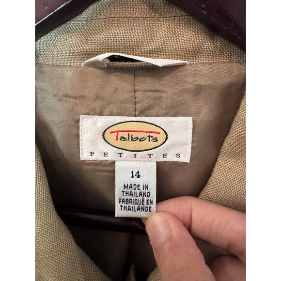 Talbots light brown linen button up blazer size 14 - Picture 6 of 7